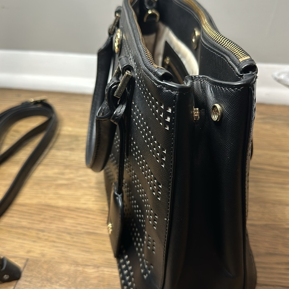Tory Burch Robinson Double Zip Black Saffiano Leather Crossbody Handbag Purse - Picture 13 of 15